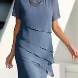 Monika | Lühikeste Varrukatega Midi Kleid